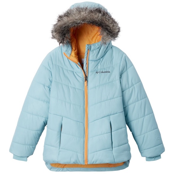 Columbia Other - Columbia Sky Blue Puffer Jacket with Faux Fur Hood